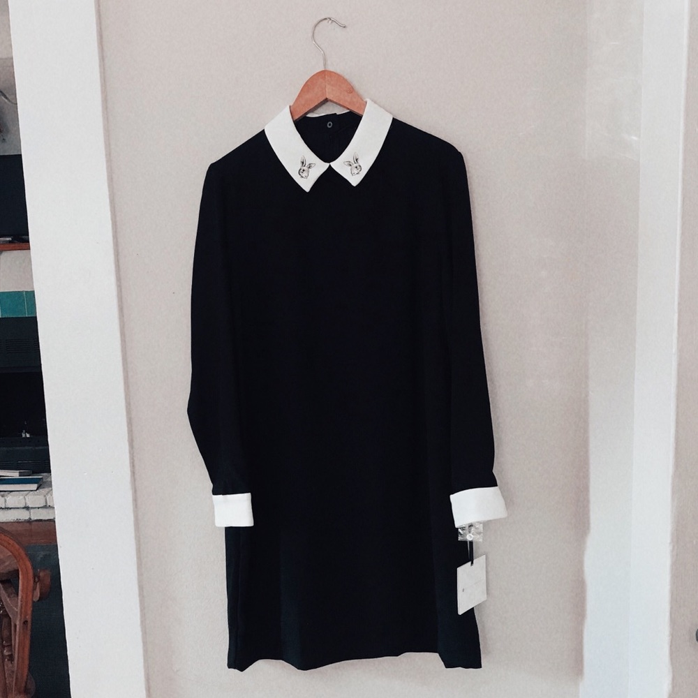 -SOLD-Victoria Beckham rabbit collared dress